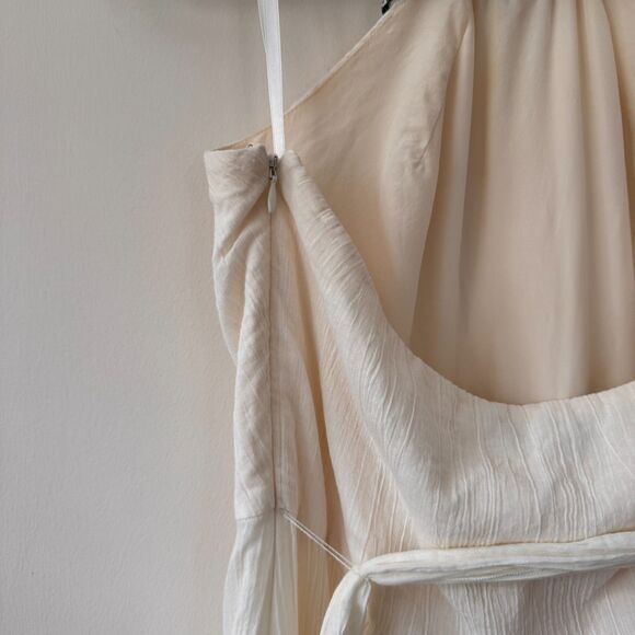 BCBGMaxazria White Cream Midi Bohemian Halter Dress Size 8 - Picture 7 of 8